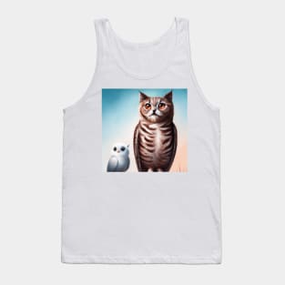 a Cat and an Owl | Cat & Owl | Animals | Gift for PetLovers | Coolest | Fun Tank Top